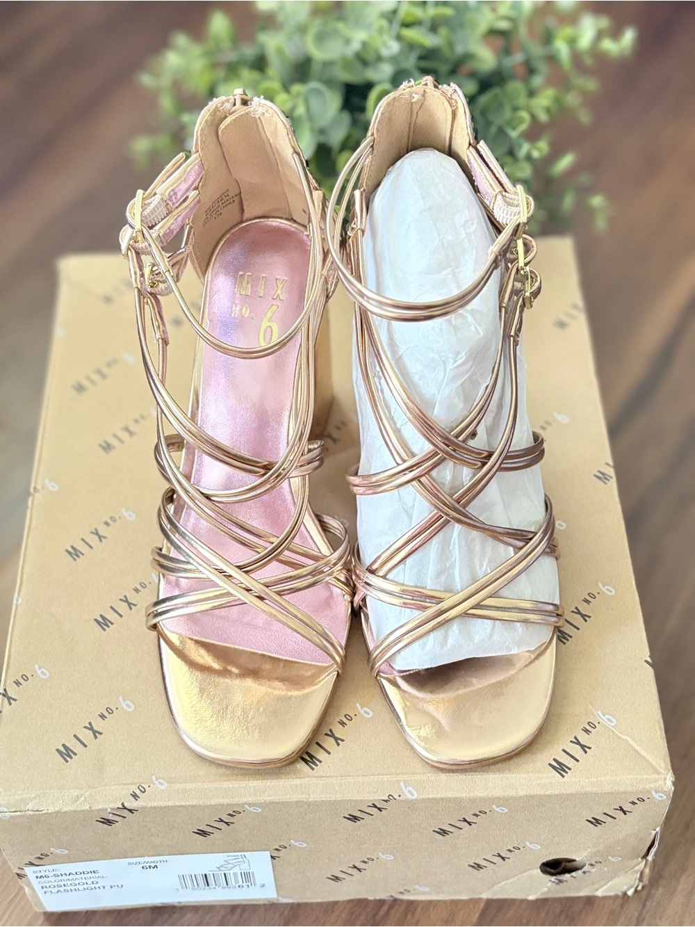 Mix No. 6 Rose Gold Strappy Stiletto Sandals